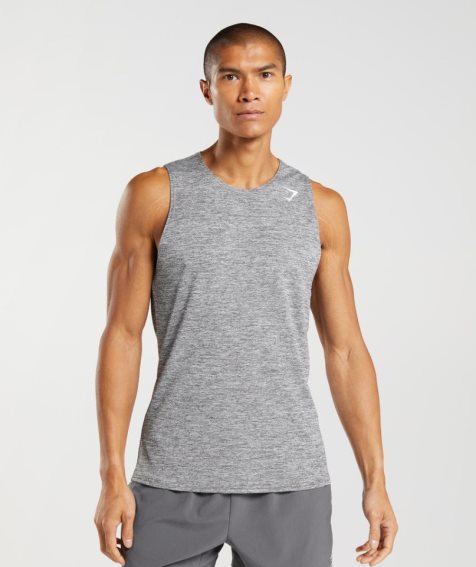 Men's Gymshark Arrival Slim Marl Tanks Grey | NZ 5CFGBA